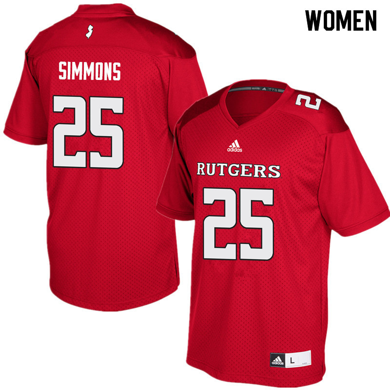 Women #25 Syheim Simmons Rutgers Scarlet Knights College Football Jerseys Sale-Red